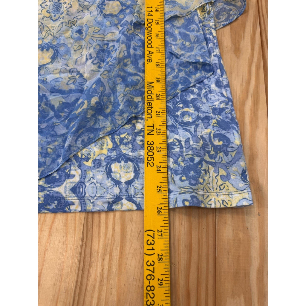 Hearts of Palm Women's Tropical Forest Print Knit Top Front Beads Size Large