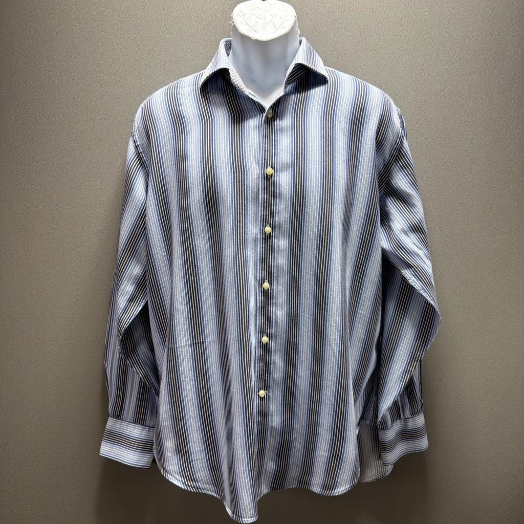 Men Jack Stone By Thomas Dean Flip Cuff Button Down Long Sleeve Shirt Size Large