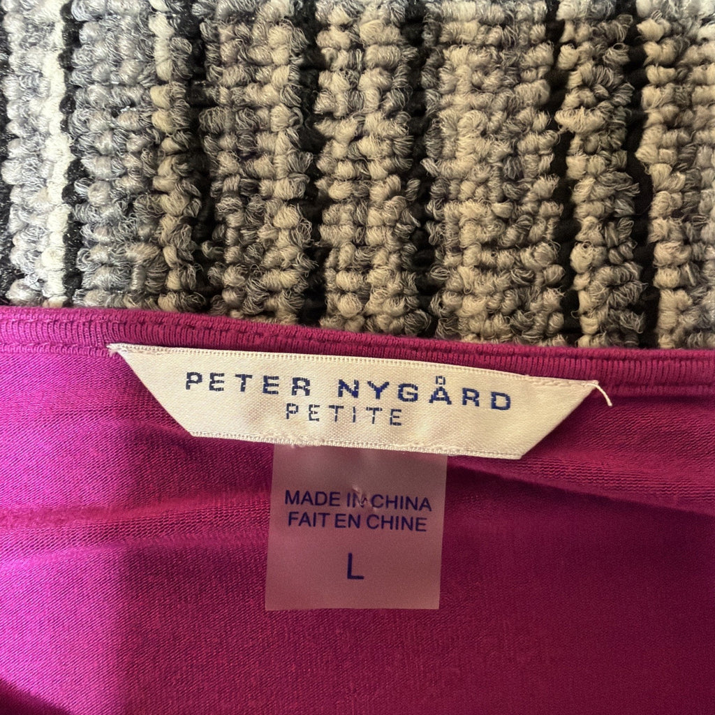 Peter Nygard Cowl Neck Top Women Fuchsia 3/4 Sleeve Stretch Size Petite Large