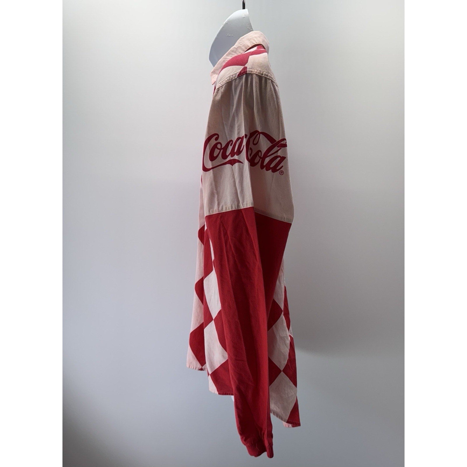 Vintage Coca-Cola Horse Racing 100% Cotton Shirt 1/4 Zip Men’s Small Color Bled