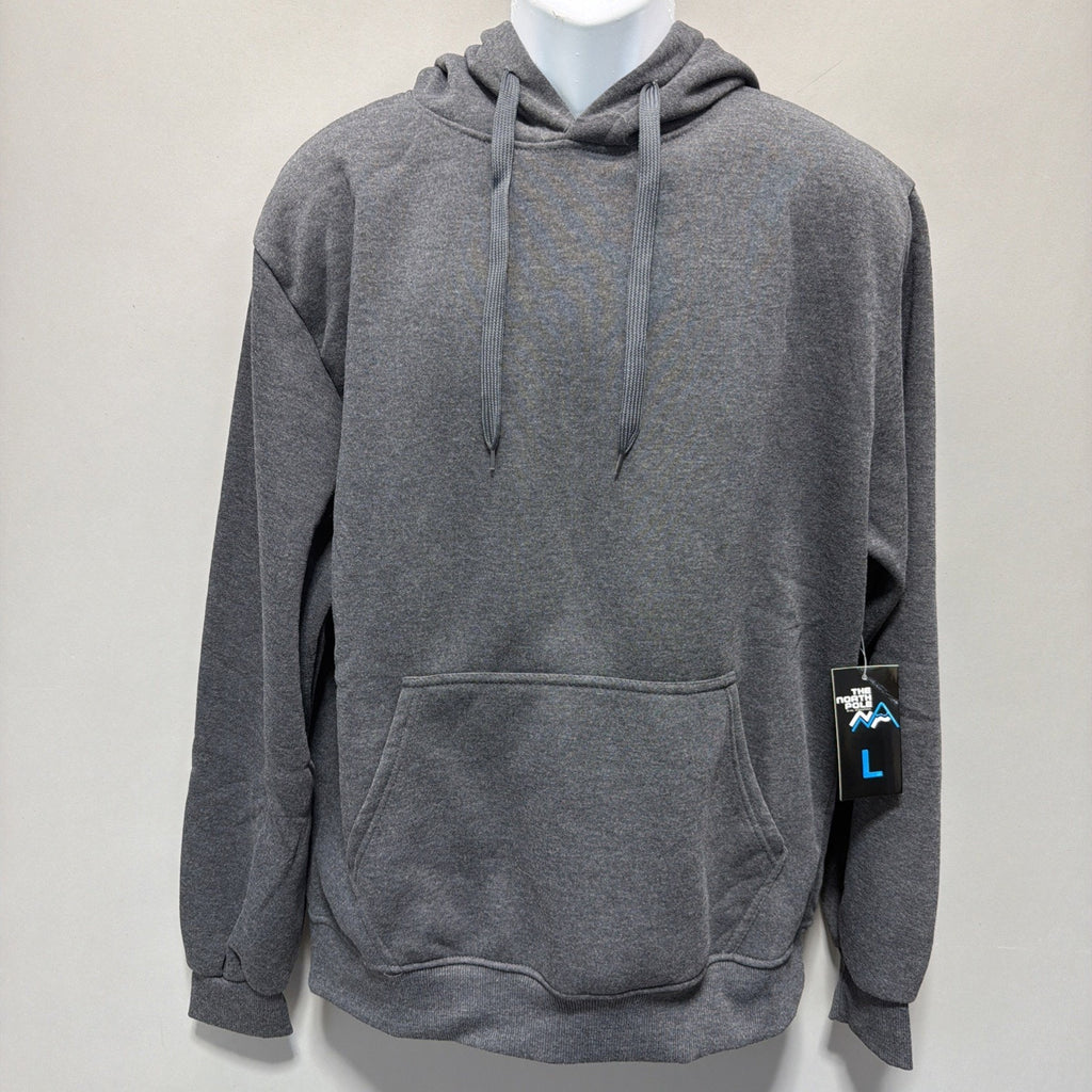 The North Pole Mens Super Soft Pullover Gray Fleece Hoodie Size L NWT
