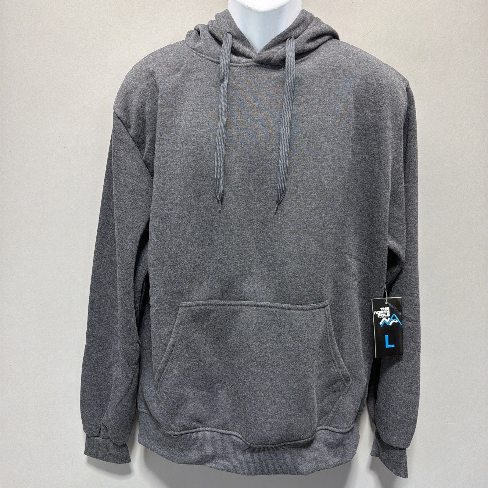 The North Pole Mens Super Soft Pullover Gray Fleece Hoodie Size L NWT
