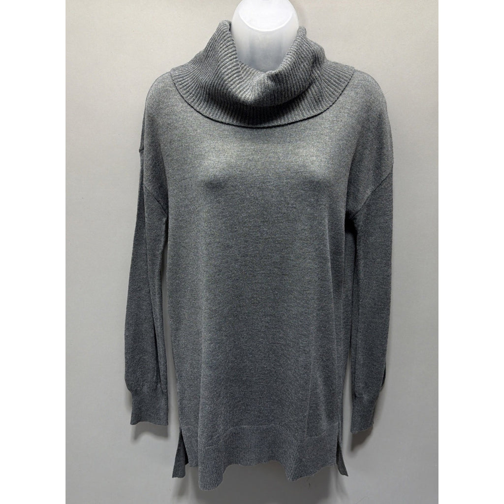 Loft Gray Long Sleeve Pullover Turtleneck Knit Tunic Sweater Size Small