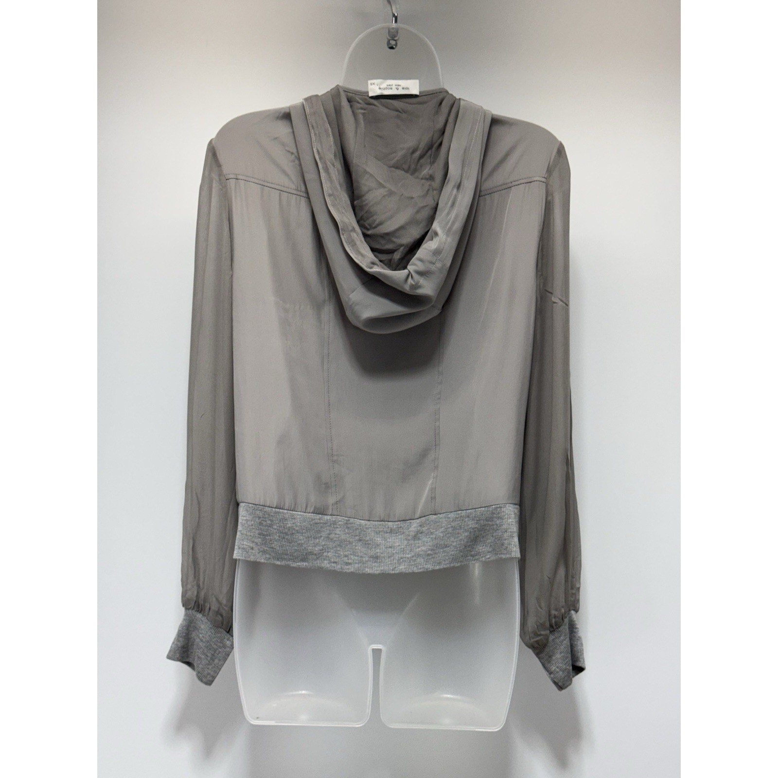 Lola & Sophie Green/Gray Hoodie Jacket Ribbed Waist Women’s Size X-Small