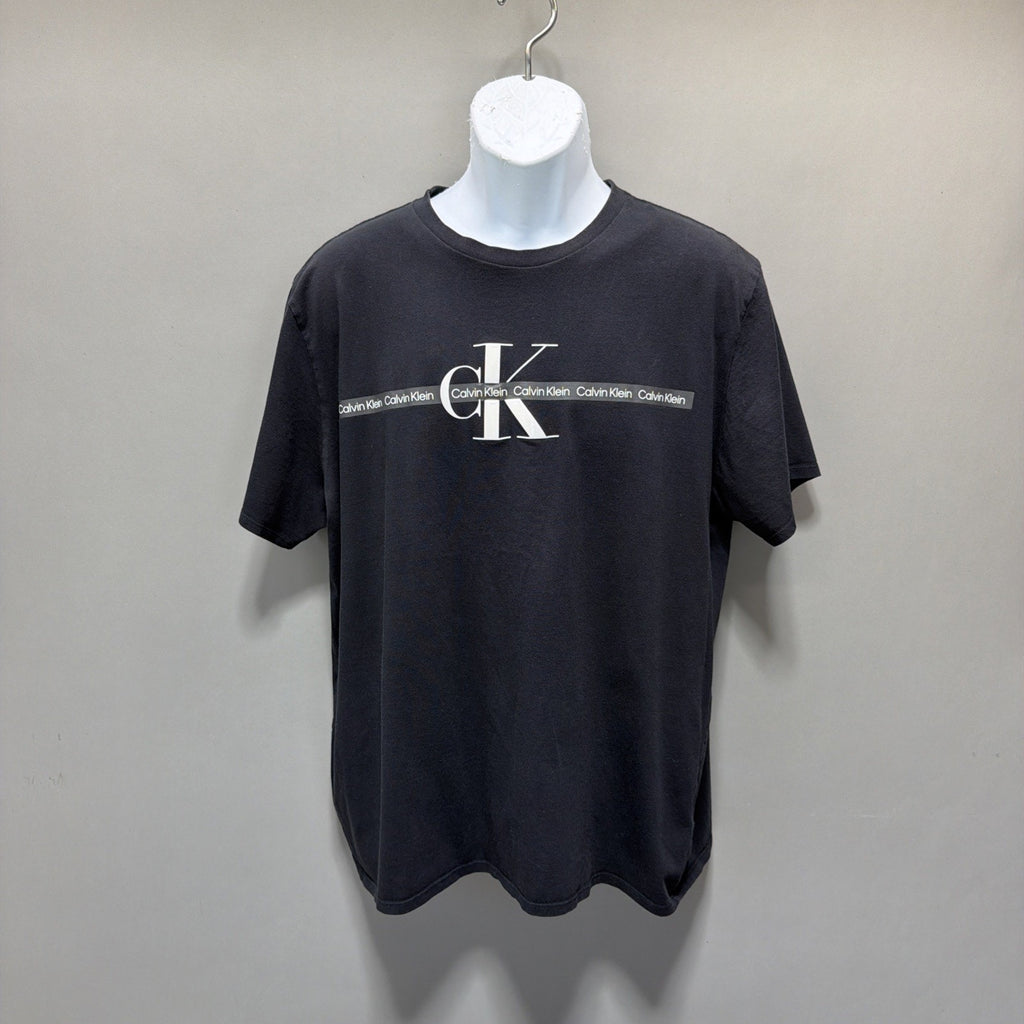 Men’s Calvin Klein Jeans Tape Graphic Front Logo Black T-shirt XL