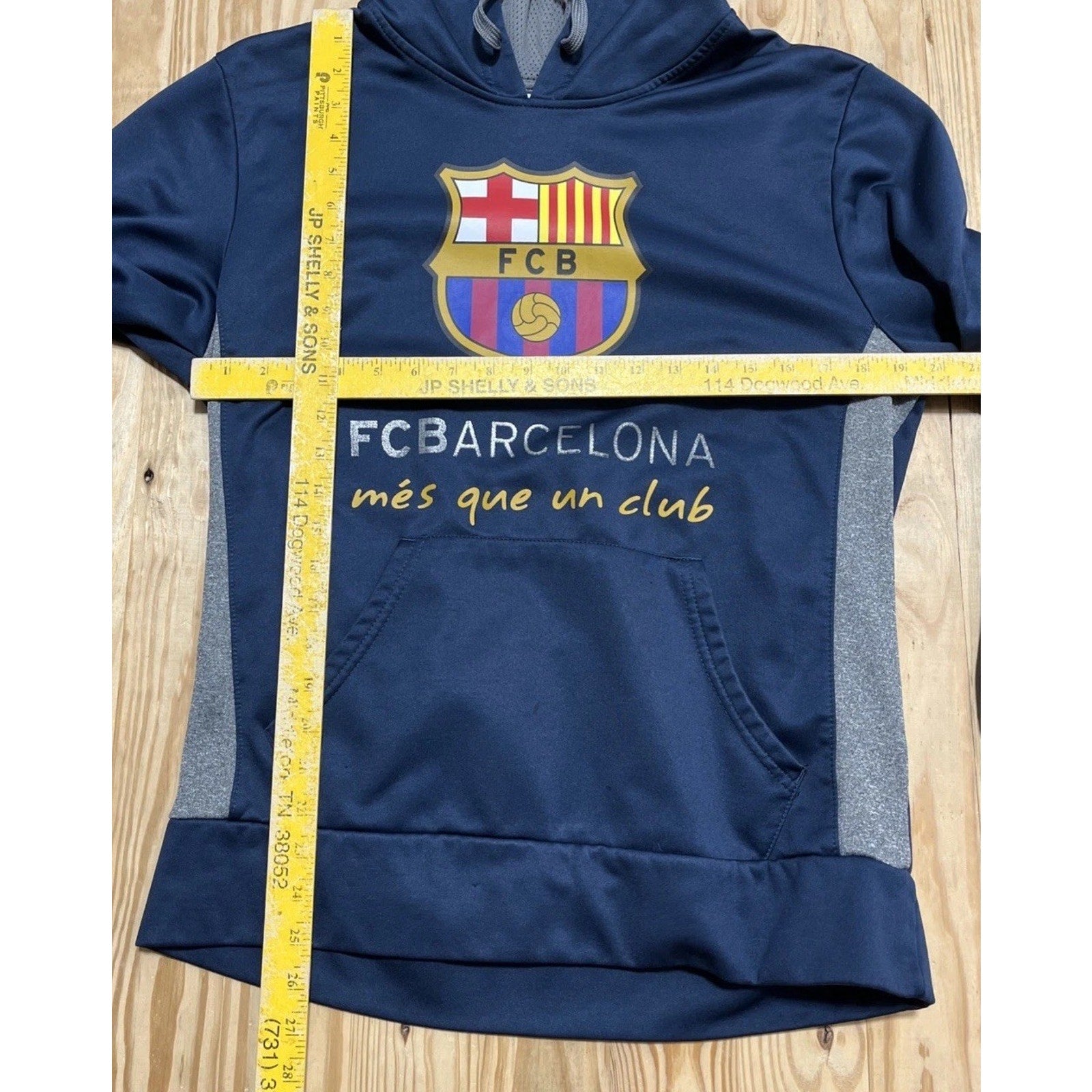 FC Barcelona Blue Hoodie Sweatshirt Football Club Soccer Barca Logo Blue Mens M