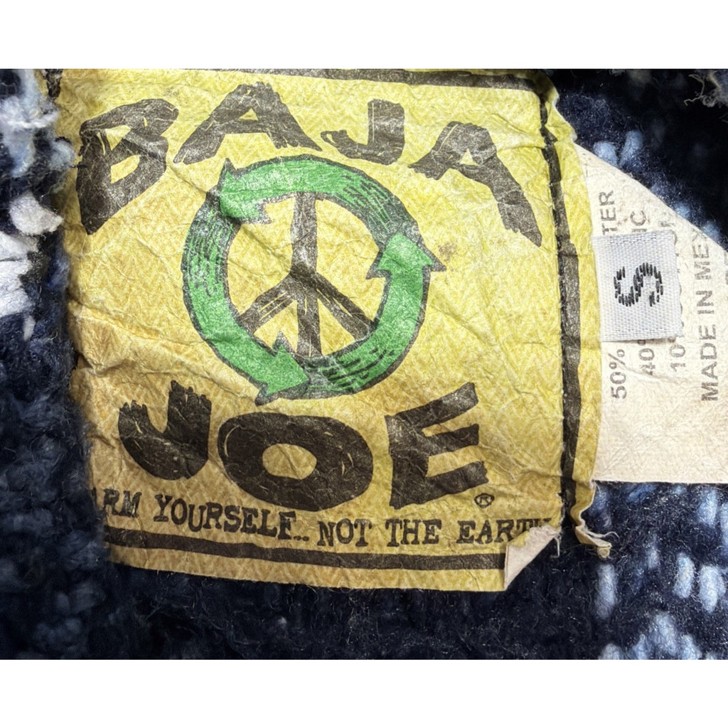 Baja Joe Mexican Baja Hoodie Poncho Style Pullover Made in Mexico Small Blue