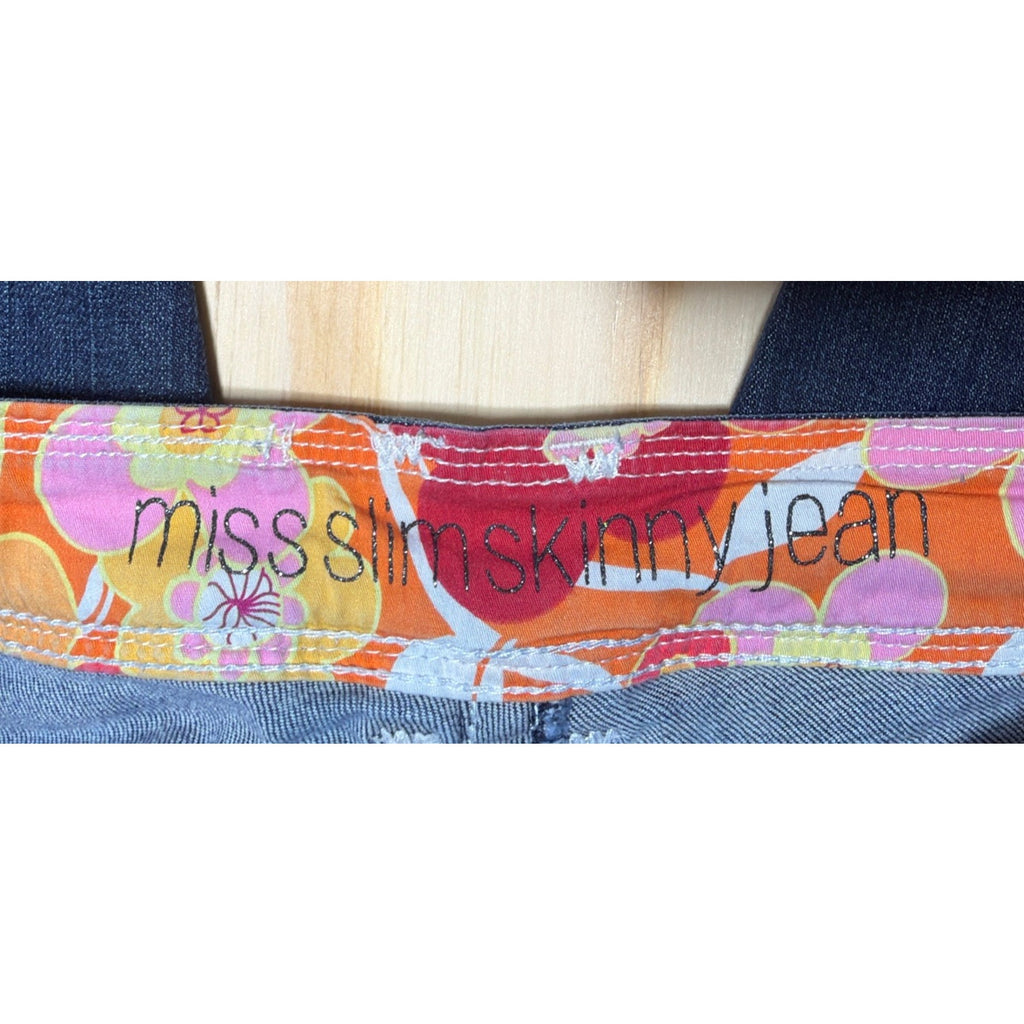 Miss Slim Skinny Jeans Thick Stitch Embroidered Pocket Distressed Size 14L 34x29