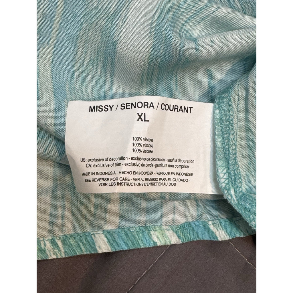 Gloria Vanderbilt Missy 100% Viscose Blue Green White Tunic Shirt Size XL