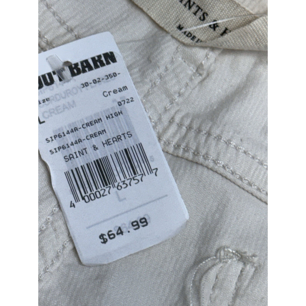 Saints & Hearts Women CreamCorduroy Bell Bottoms Flare Pants Size Large NWT
