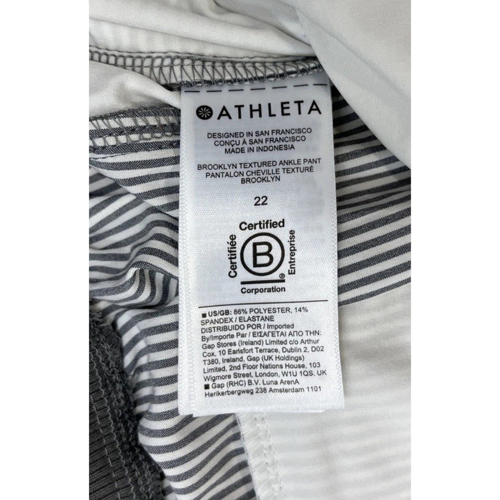 Athleta Brooklyn Textured Ankle Pants Women Size 22 City Stripe Gray/White