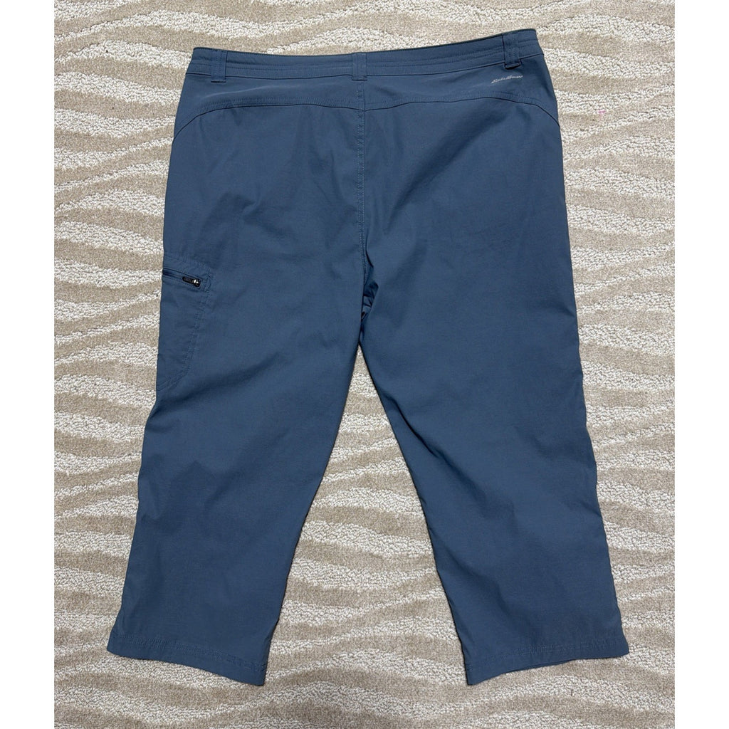 Eddie Bauer Tech Capri Pants Womens 14 Blue Nylon Stretch Hiking UPF 50+