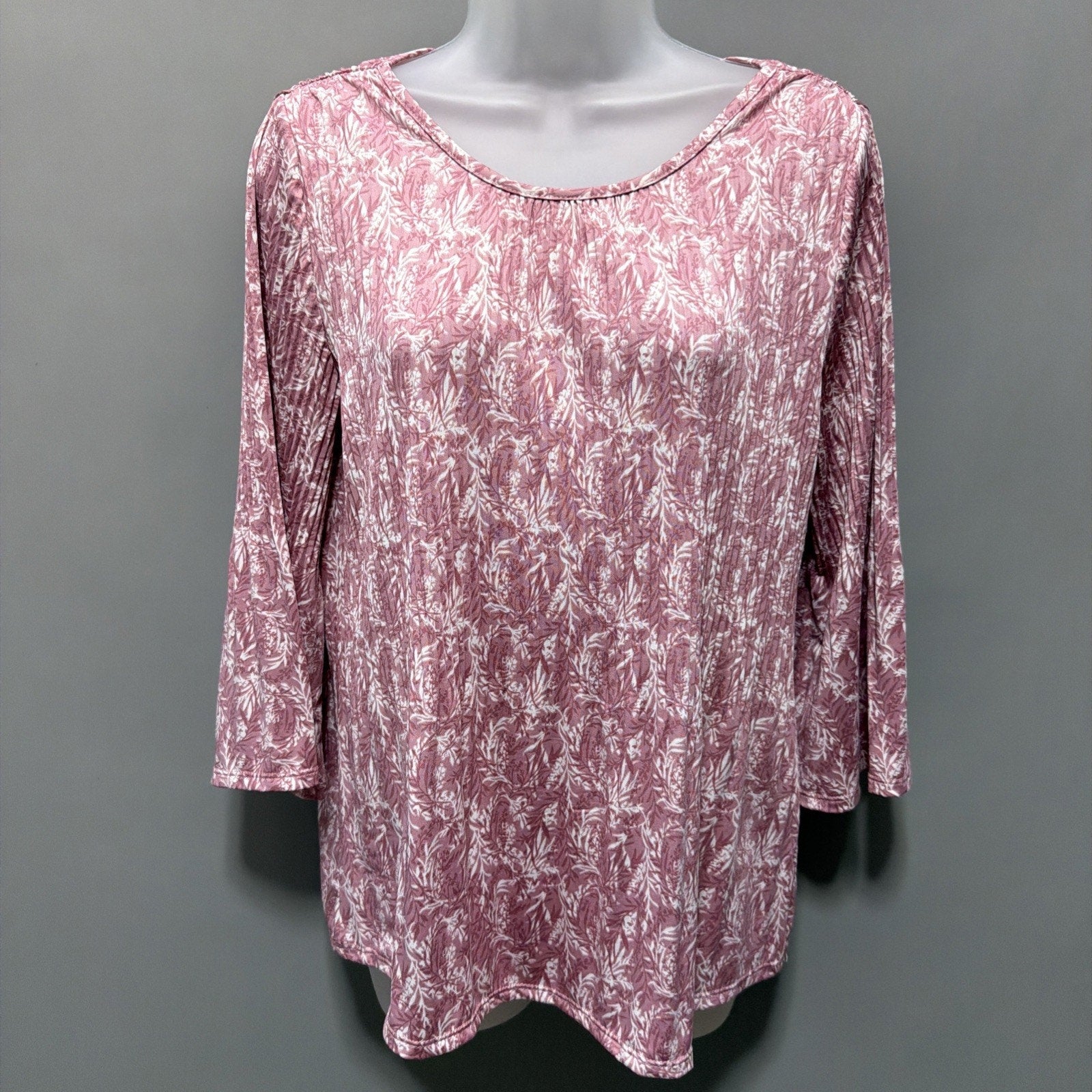 Good Days Only Blouse Women's Pink Floral Popover 3/4 Bell Sleeve Casual Top S