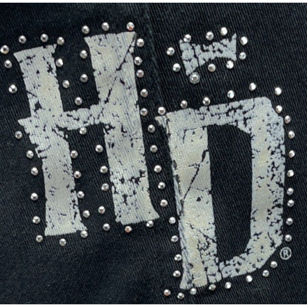 Harley Davidson Studded Rhinestones Denim Vest Size S Full Zip Front