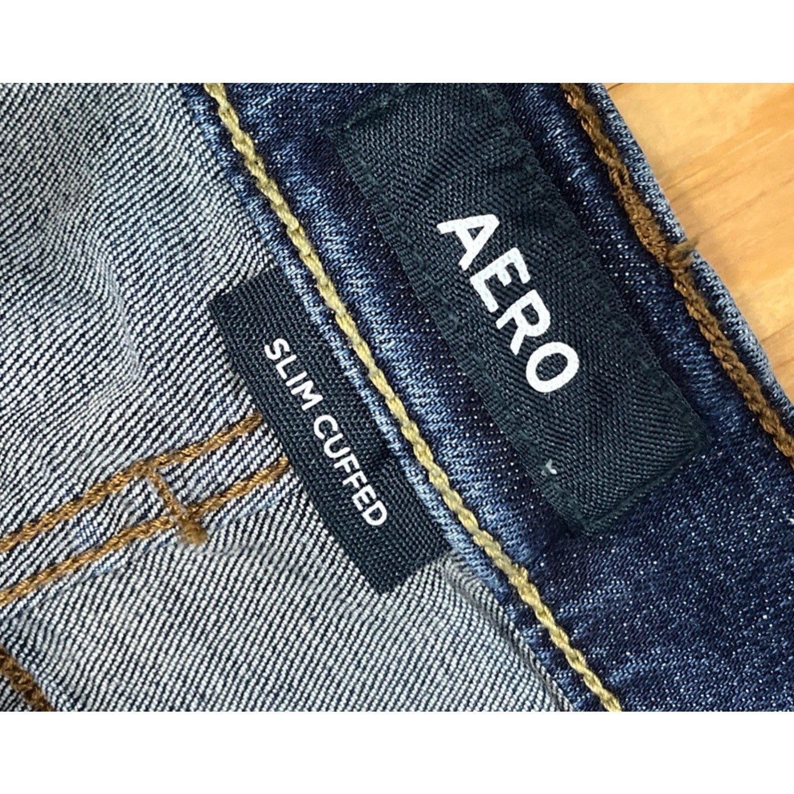 Aeropostale Shorts Mens 31 Blue Slim Cuffed Bermuda Distressed Medium Wash Denim