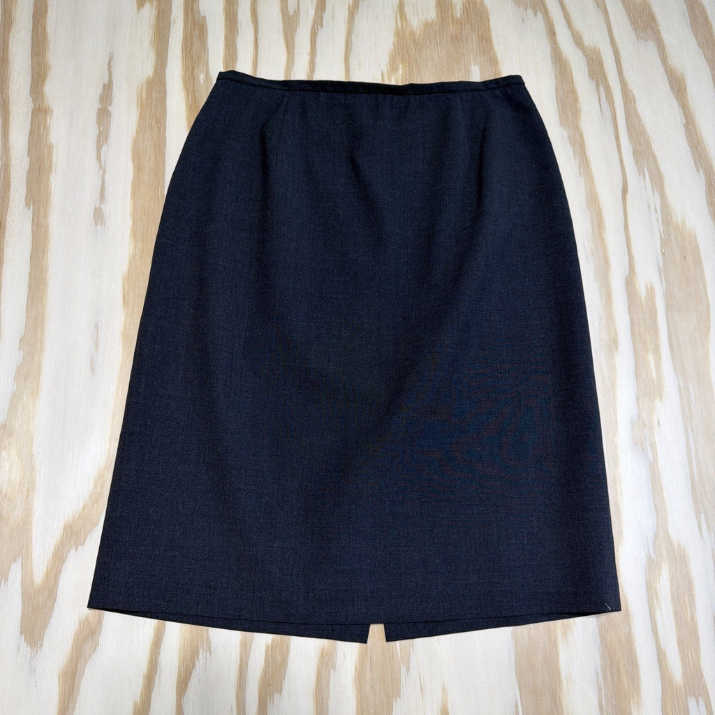 Vintage Talbots Sz 8 Petite Dark Gray Wool Lined Straight Pencil Skirt