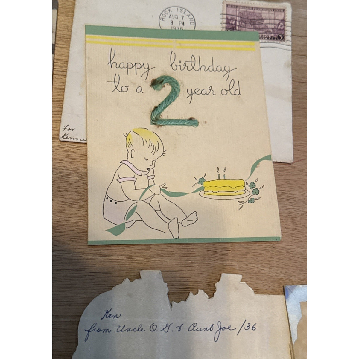 Lot of 6 Vintage Children's Birthday Cards, 1930’s, Animals Children, Used