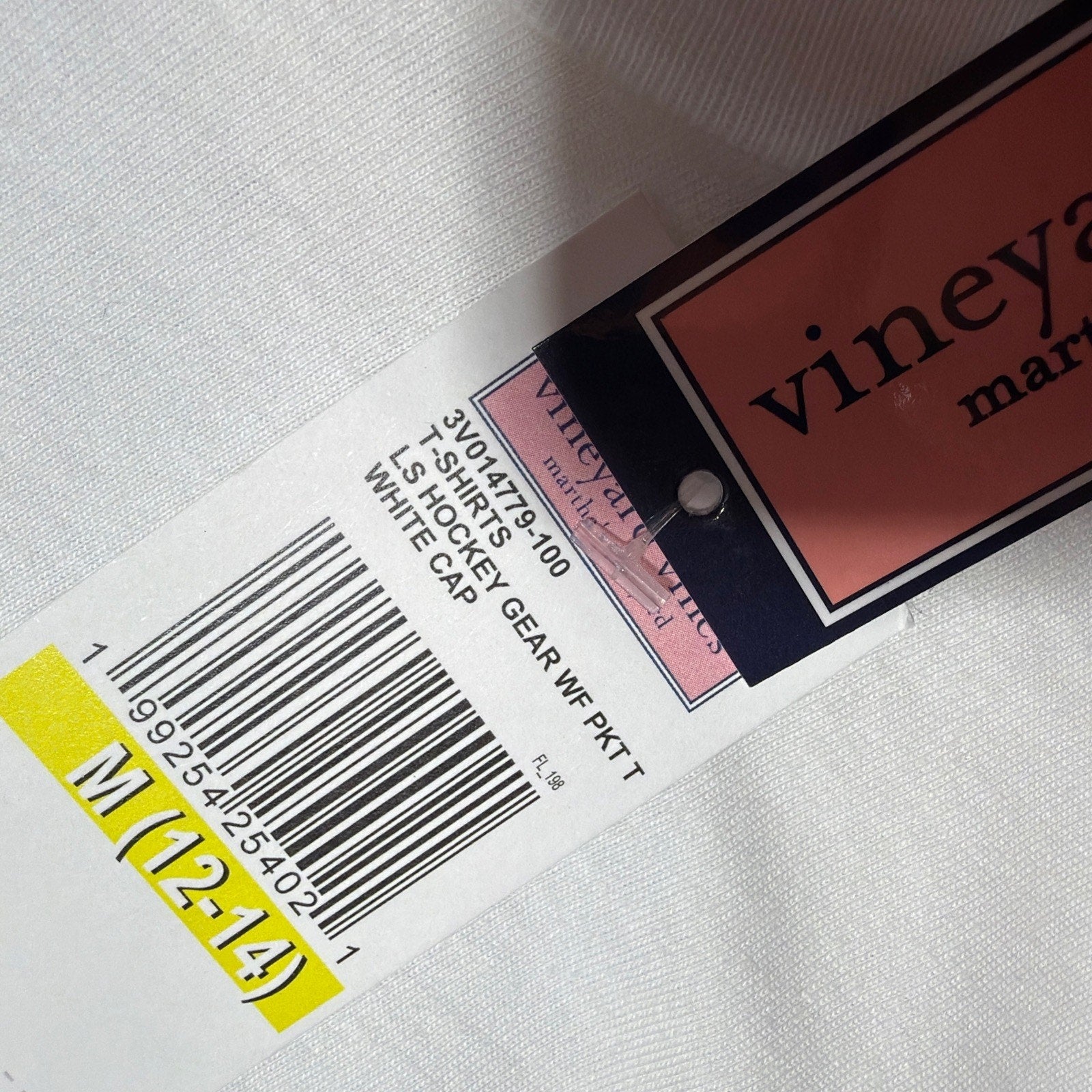 New ! Vineyard Vines Boys White Cap Hockey Gear Whale Pocket T-Shirt 12-14 M