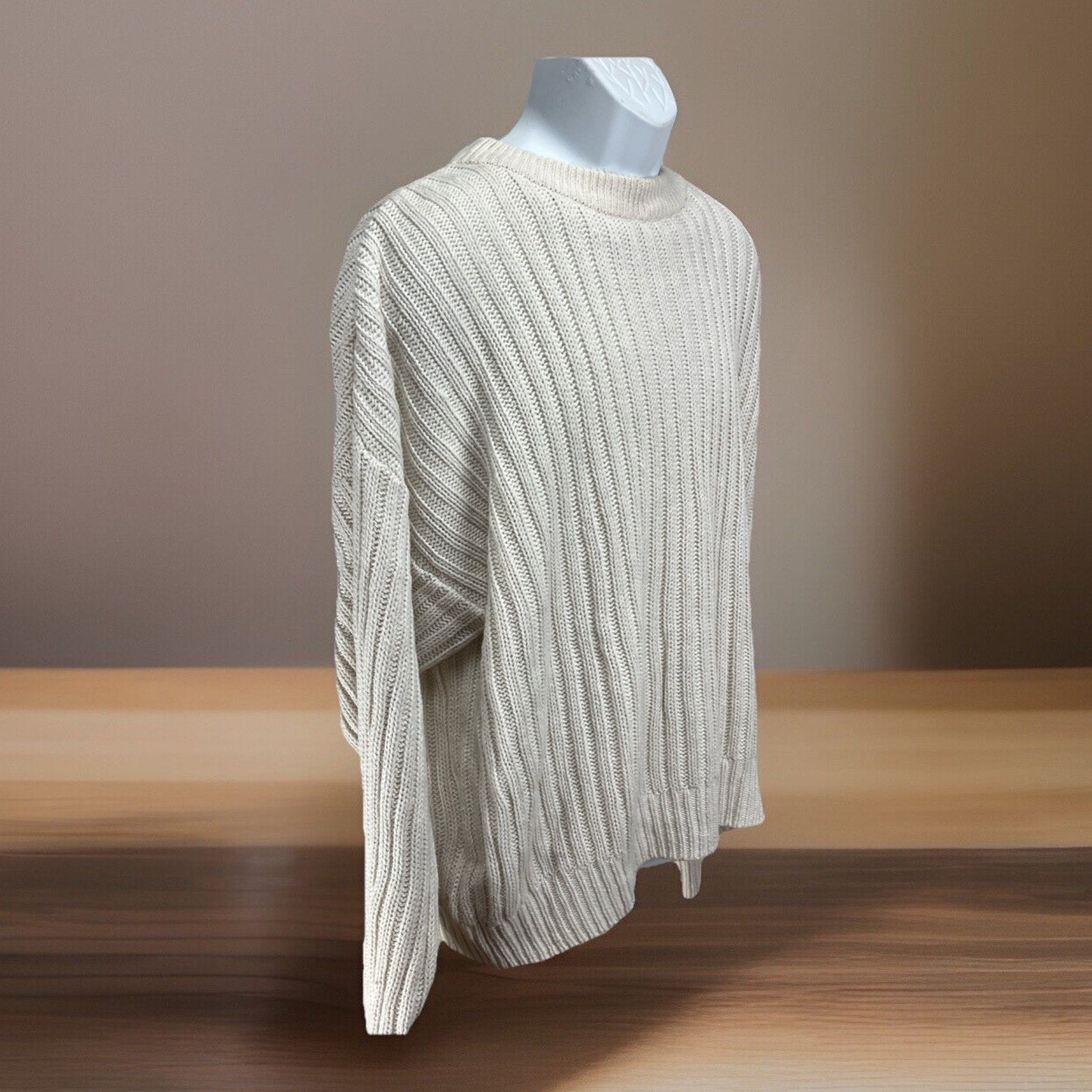 Vintage New River Co Authentic Sportswear Sweater Cotton Cable Knit Large