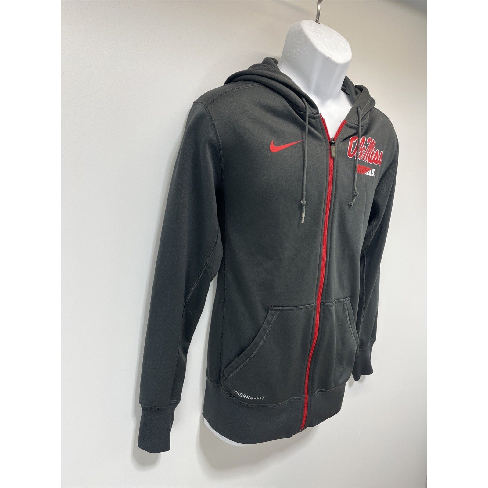 Nike Therma Fit Mississippi Ole Miss Rebels Full Zip Hoodie Men’s Size M Gray