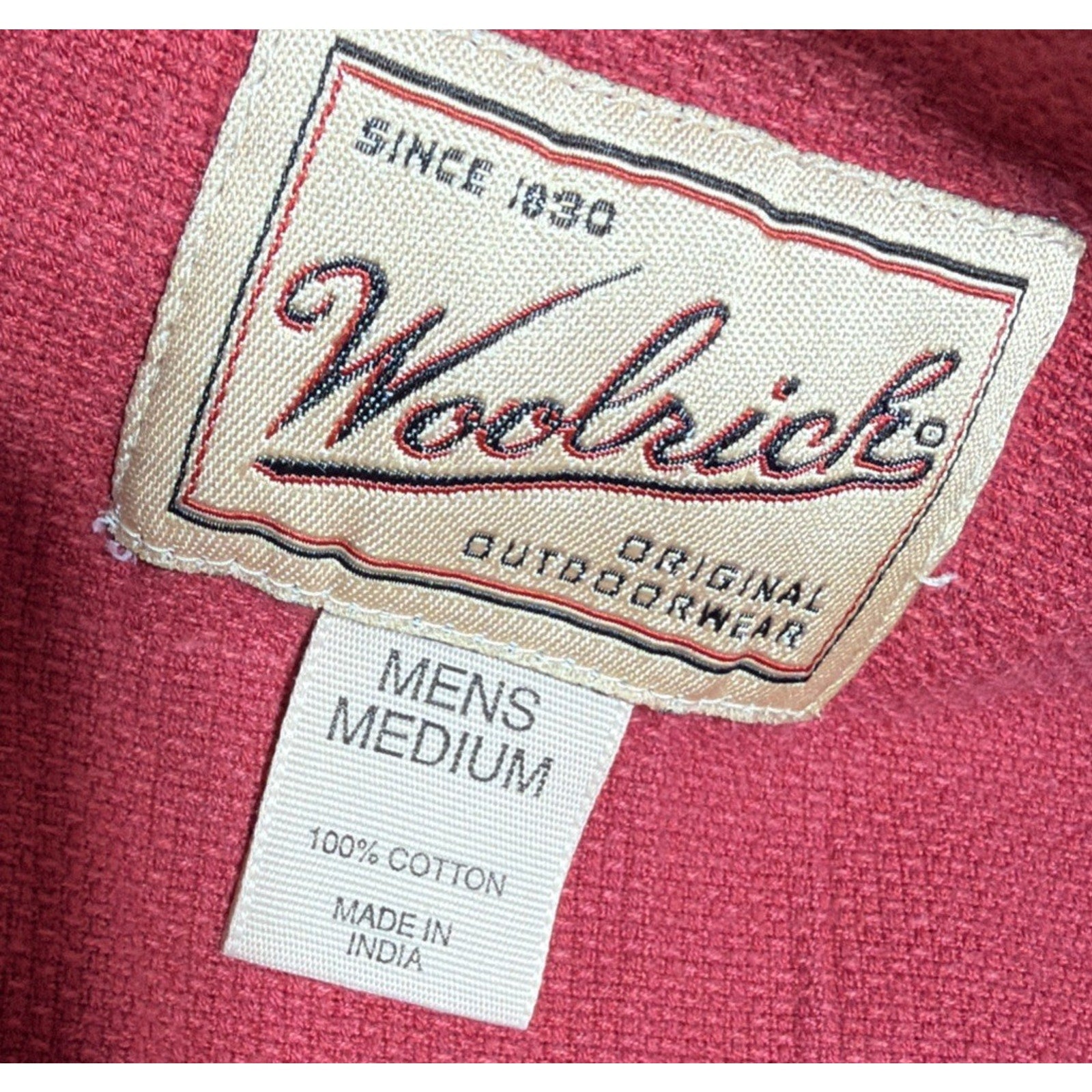 Vintage Woolrich Red Sportsman Heavyweight Button Up Shirt Mens Size Medium