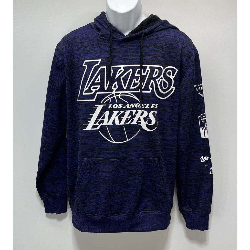 Los Angeles Lakers Men Sweater Medium Blue Heather Hoodie Graphic Pullover