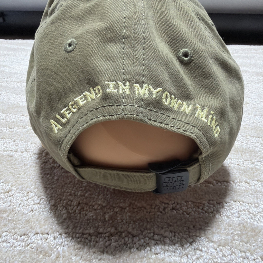 Old Guys Rule Living Legend Strapback Baseball Cap Green 1 Size Embroidered EUC