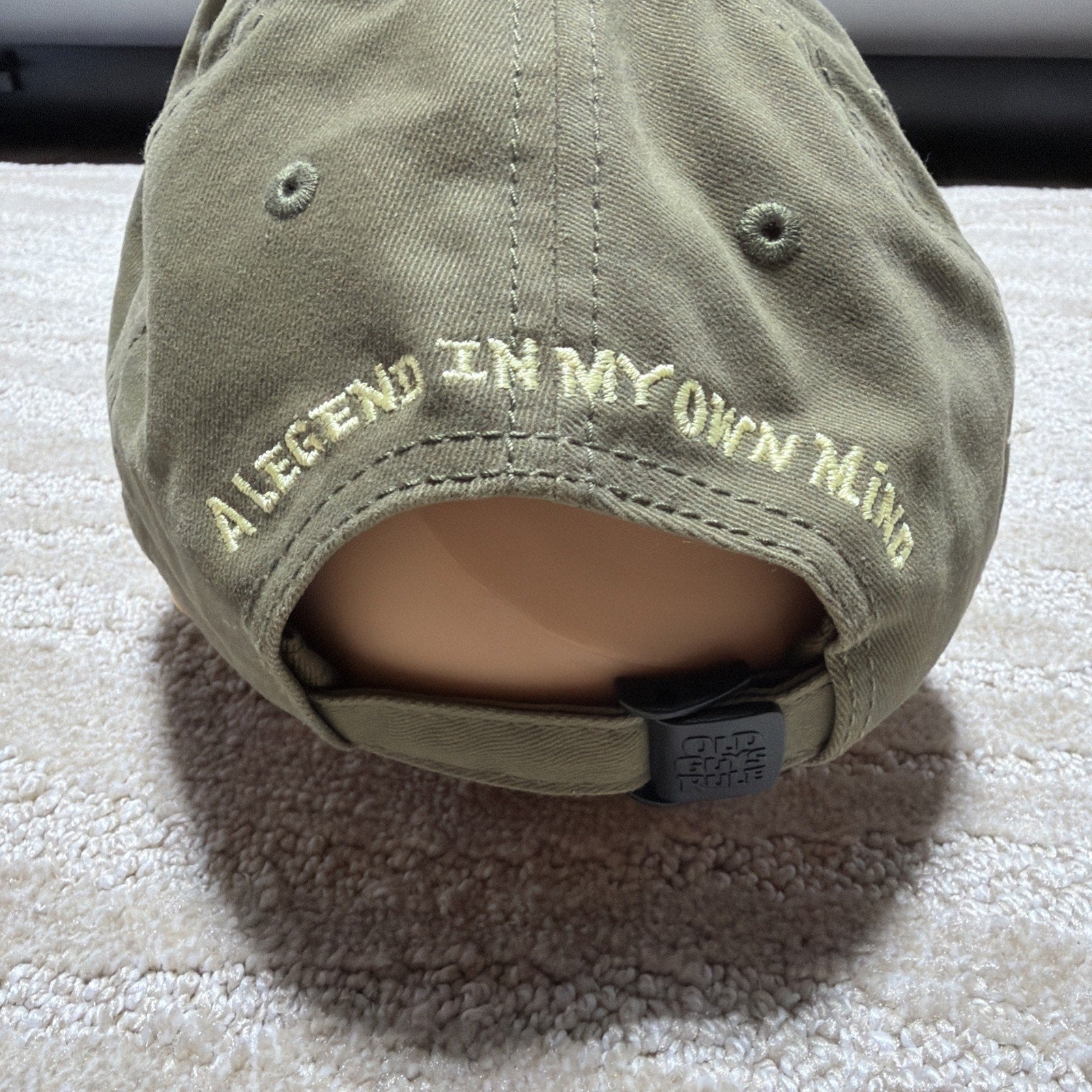 Old Guys Rule Living Legend Strapback Baseball Cap Green 1 Size Embroidered EUC