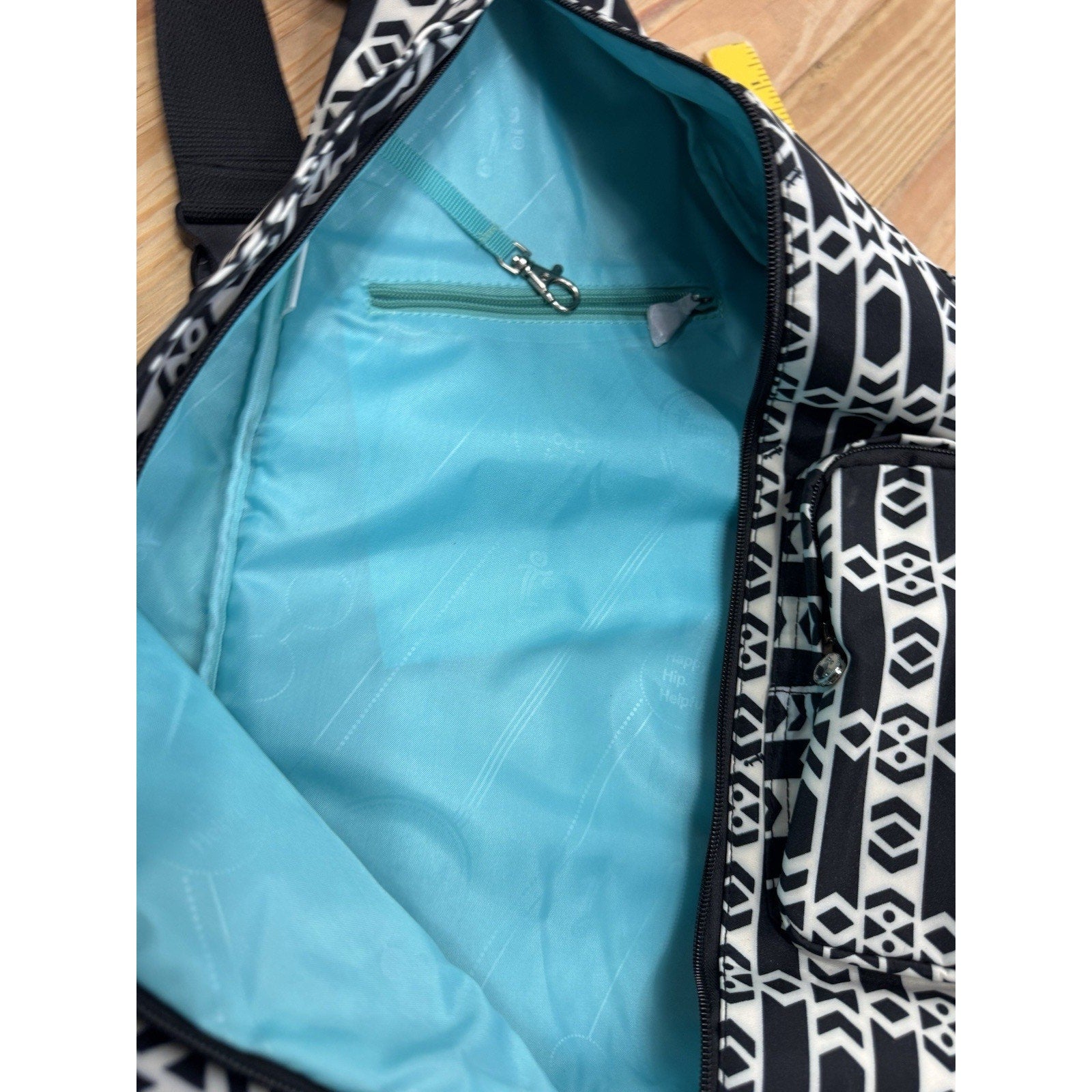 Initials Sling Backpack in Abstract Black And White Waterproof Pockets NWOT