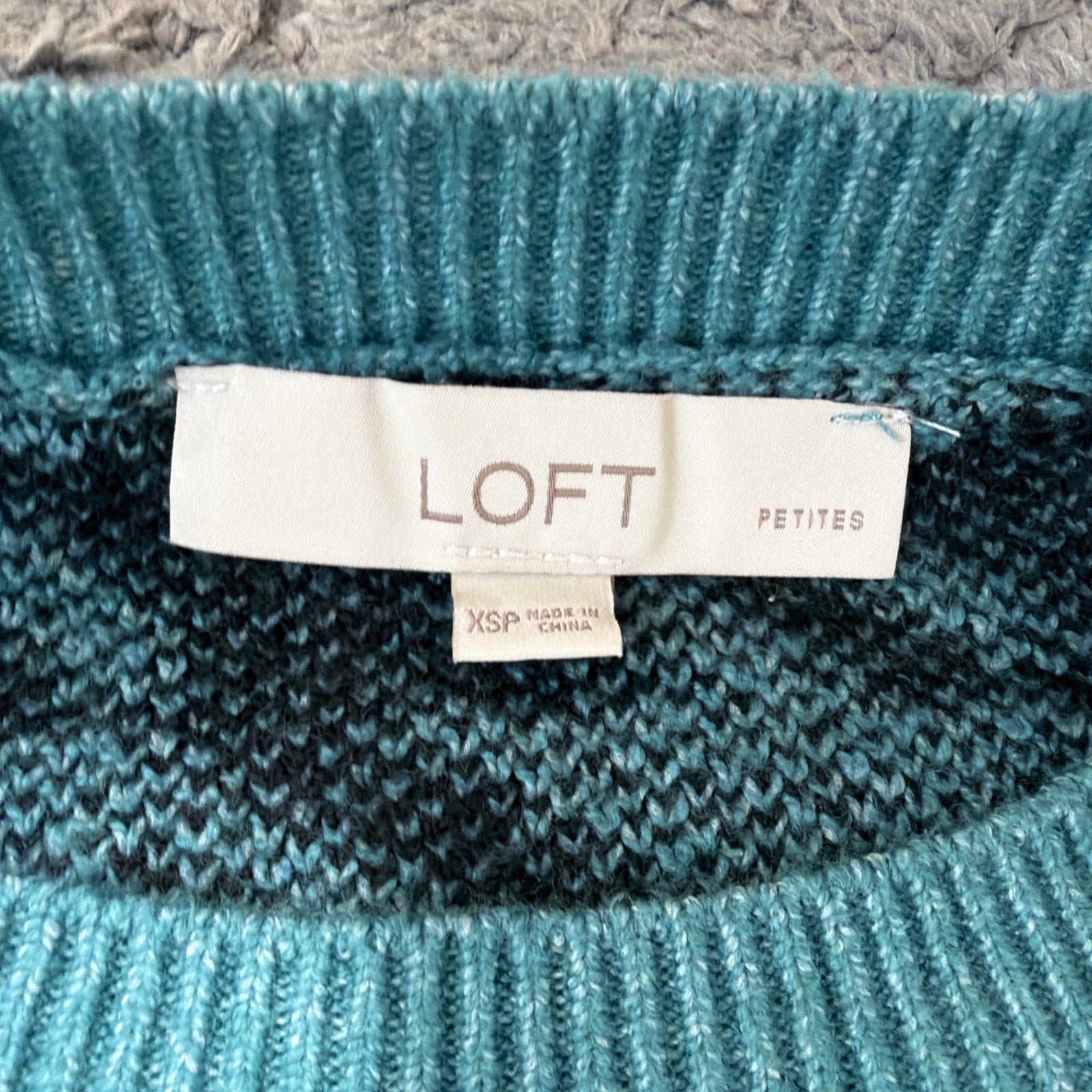 Ann Taylor Loft Women Houndstooth Sweater Size XS Petite Basking Blue