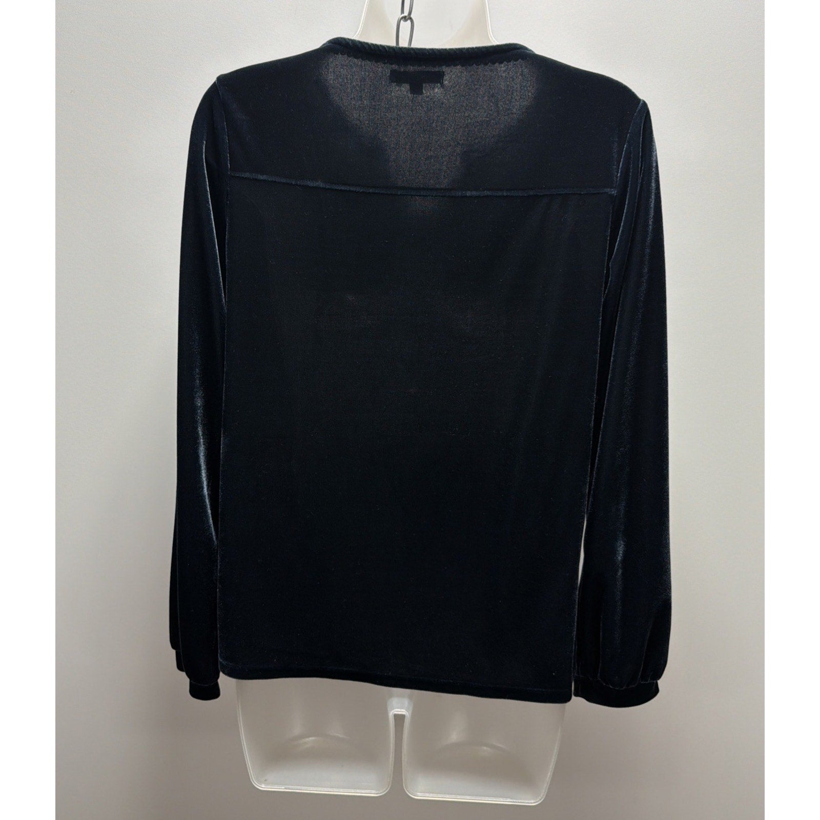Kate & Sam Midnight Blue Velvet Boho Peasant Style Blouse with Tassels Sz S