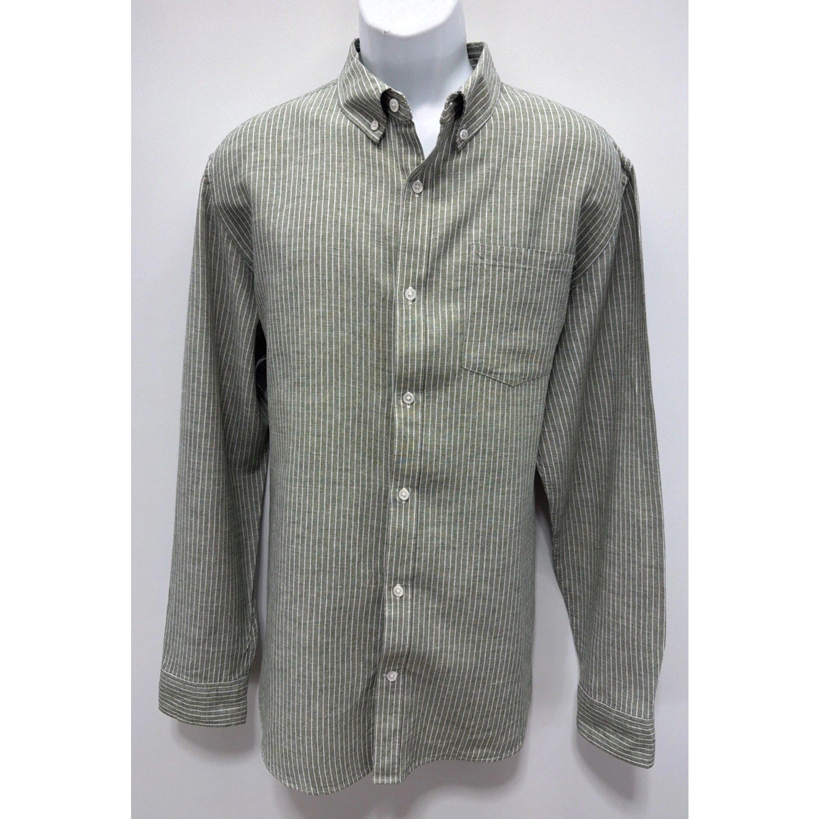 Men’s Shirt Banana Republics Slim Fit Linen Striped Green XL