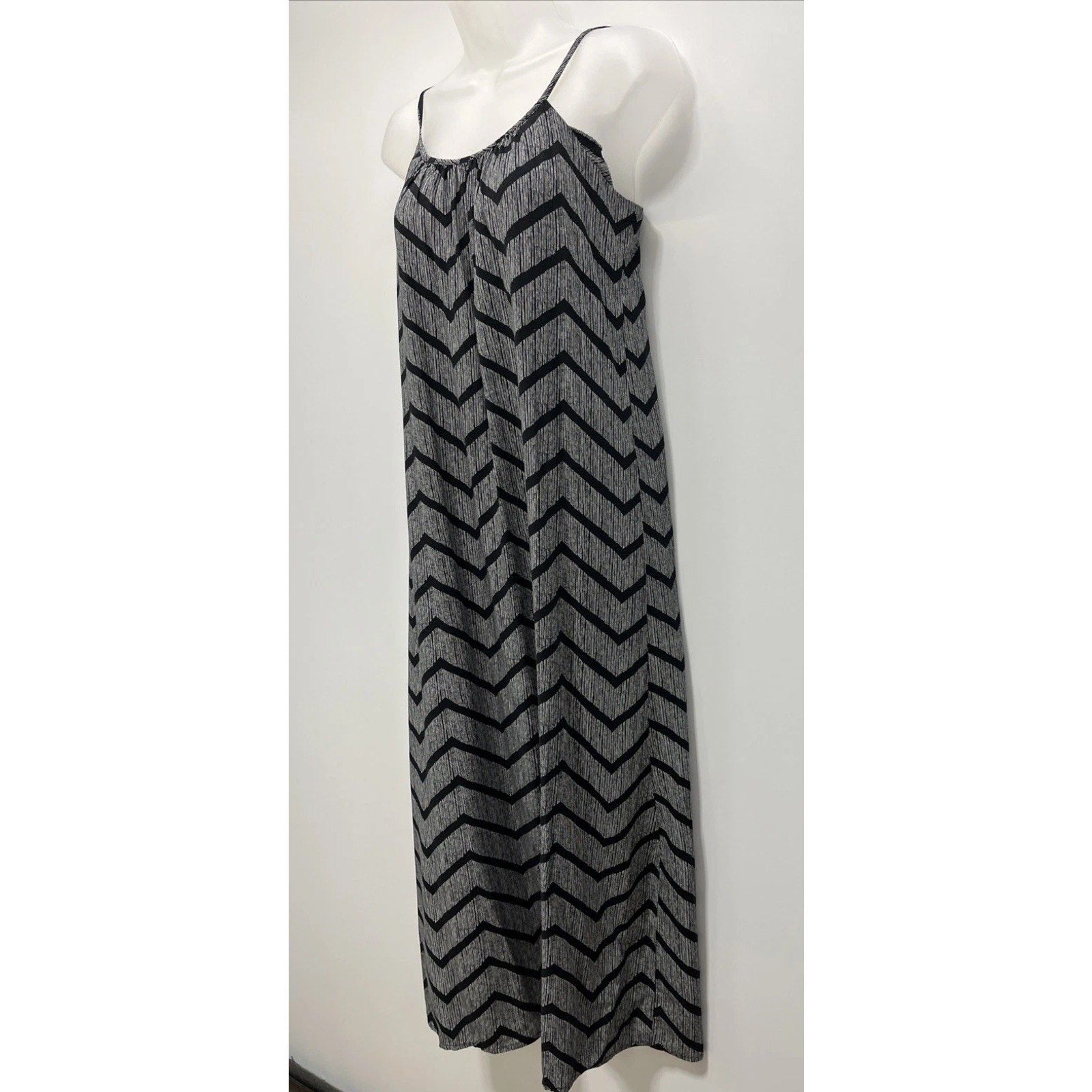 Merona Maxi Dress Size XS Black Gray Spaghetti Strap