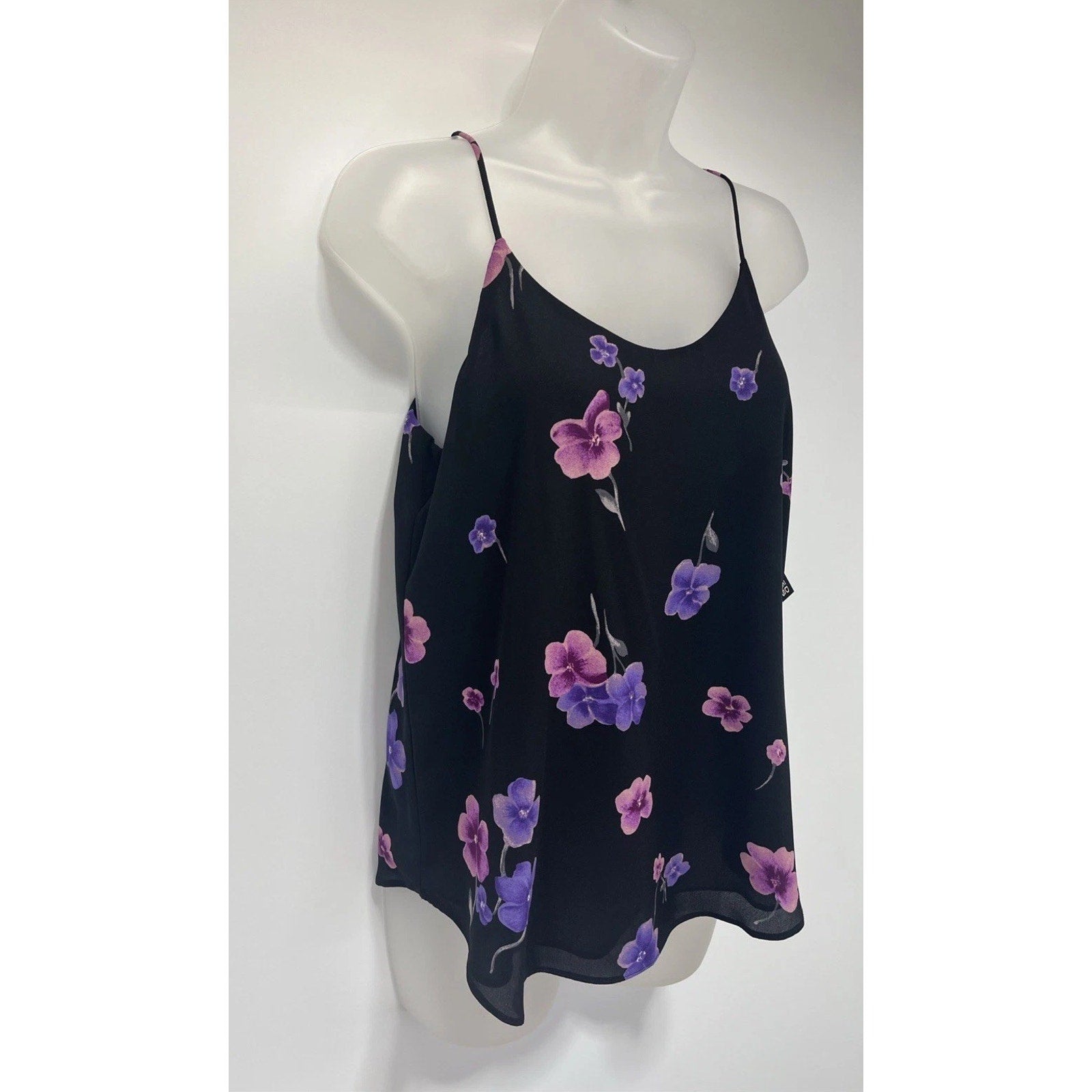 NWT Bar III Cami Tank Top XS Lined Adjustable Spaghetti Straps Black Orchid