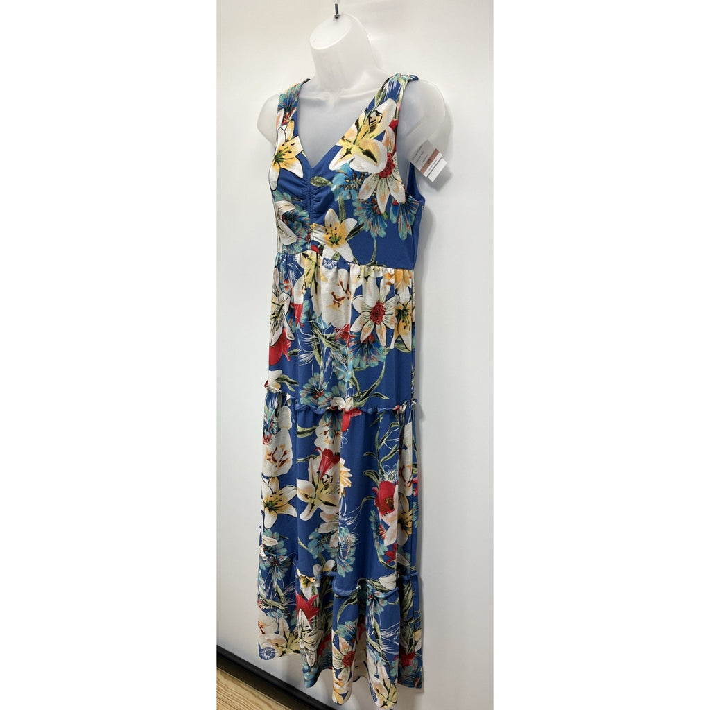 DANNY AND NICOLE LINED FLORAL PRINT Maxi DRESS SZ 12 NWT