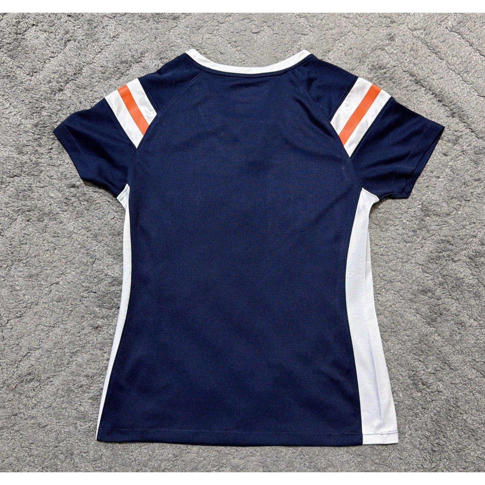 NFL Denver Broncos Women’s Sequin Jersey Shirt Small Blue Orange Lace Up Footbal