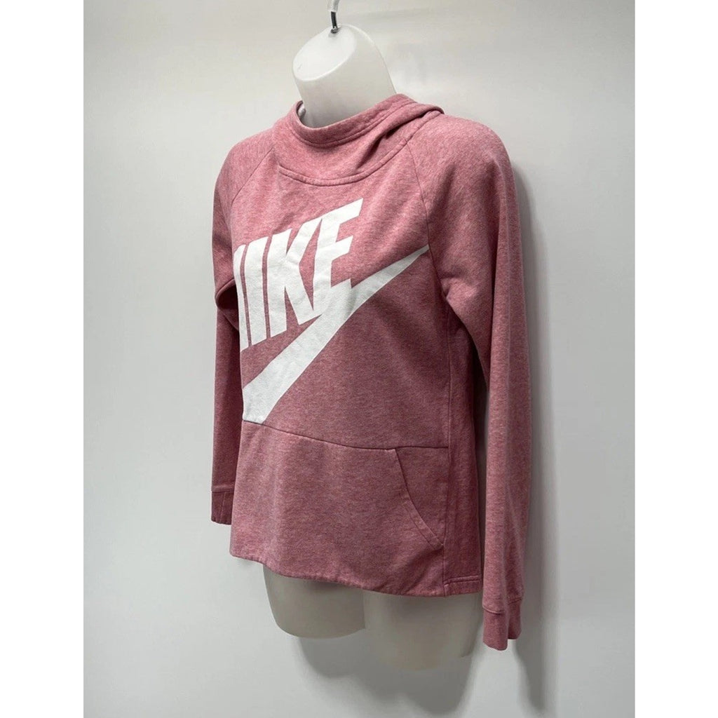 Nike Spellout Logo Pink Lightweight Cotton Pull Over Hoodie Womens Large