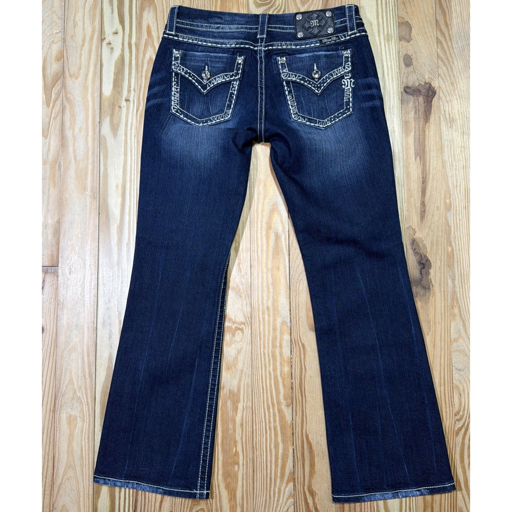 Miss Me Women's Thick Stitch Sequin Easy Boot Cut Jeans JE8035ER NWOT Size 29