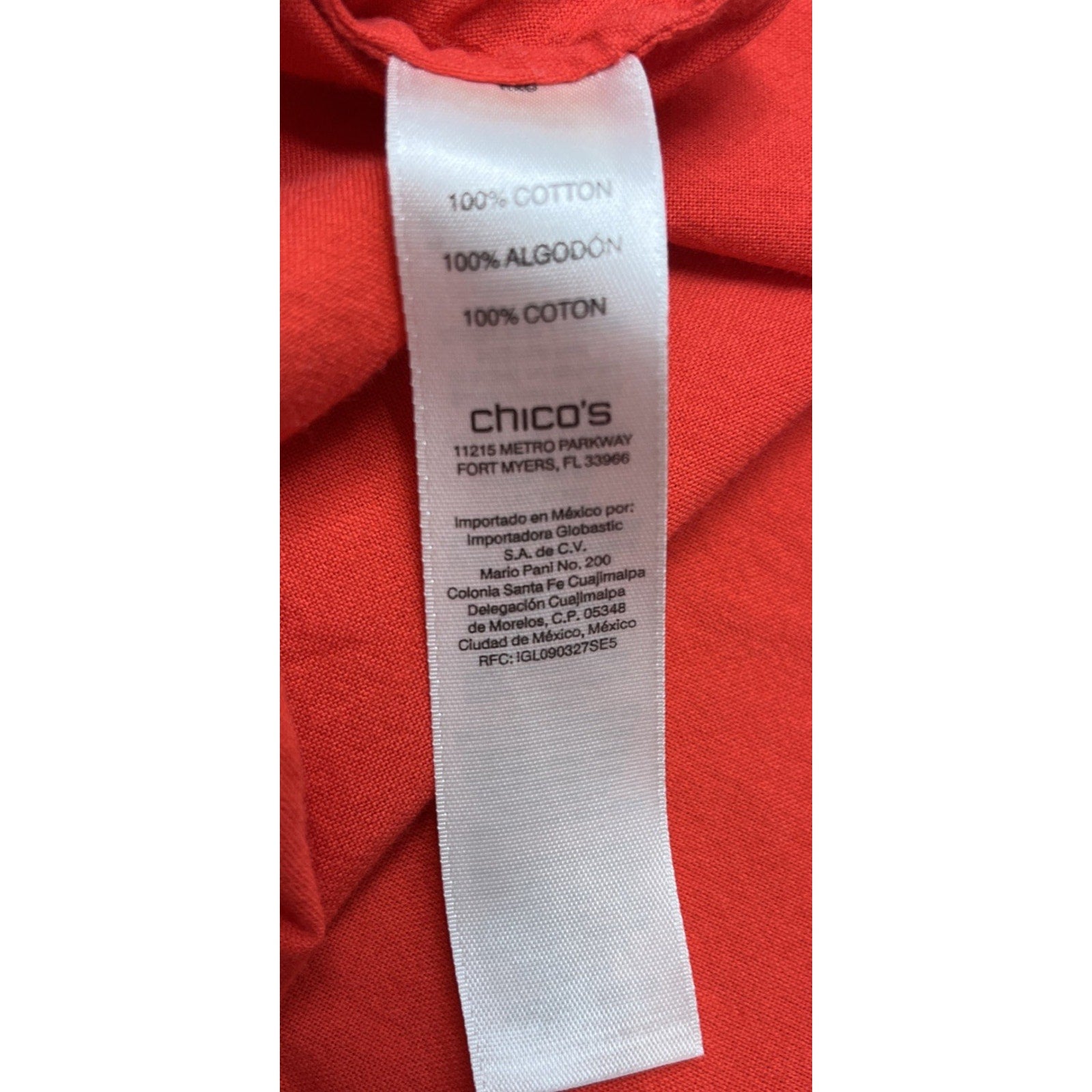 Chicos 1 Stretch Button Front Tunic Shirt Womens Plus Burnt Orange