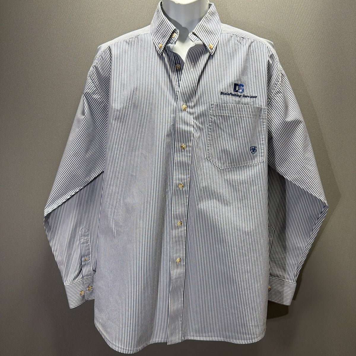 Ariat PRO Disinfecting Services Men's L Dayne Striped Long Sleeve Shirt NWOT