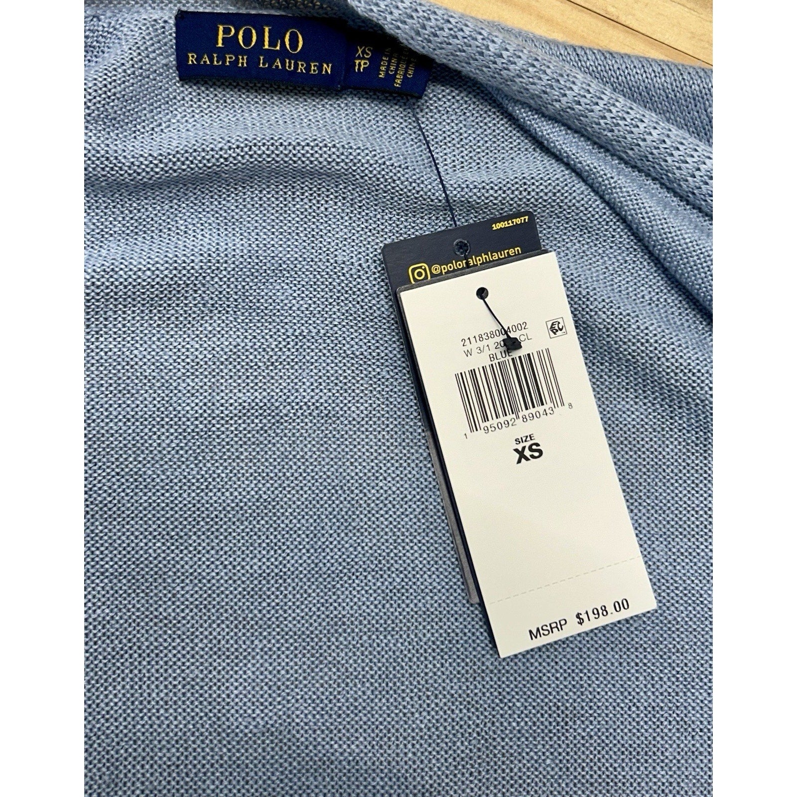 POLO Ralph Lauren Open Front Cardigan Sweater Blue 100% Linen Women's XS -NWT- .