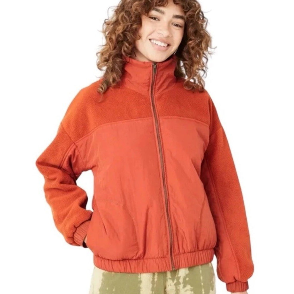 Wild fable Women’s Penny Jacket Full Zip Fleece Orange XXL NWT