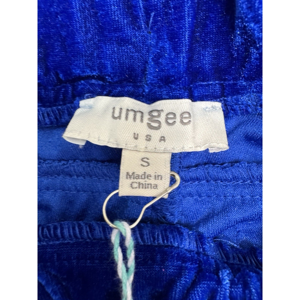 Umgee Mid-Waist Velvet Straight Leg Pant Women’s Small Retro Royal Blue 70s
