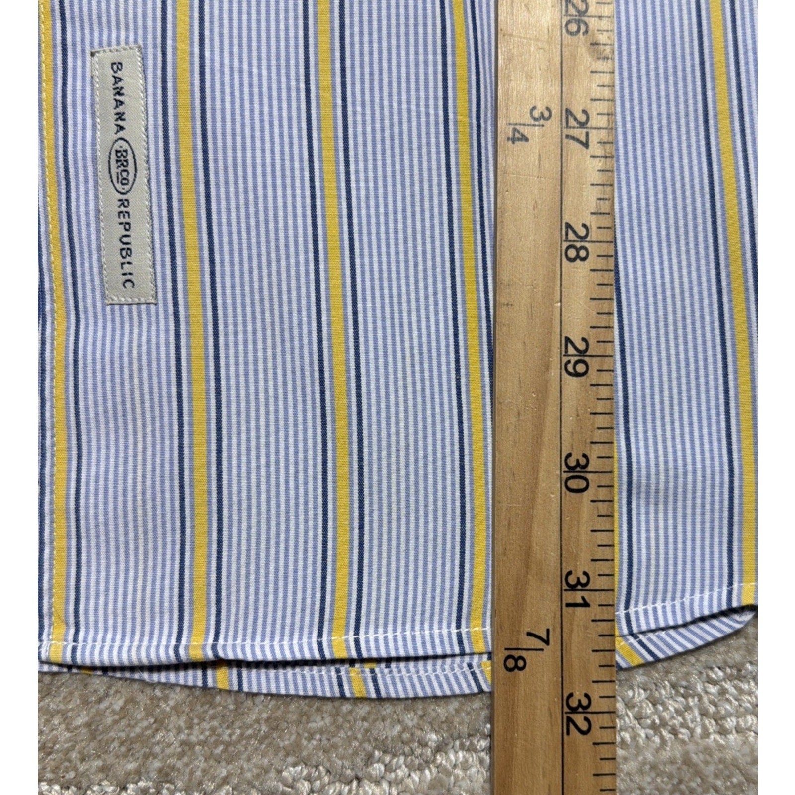 Vintage 90s Banana Republic Button Down Shirt Mens Medium Blue Yellow Stripe