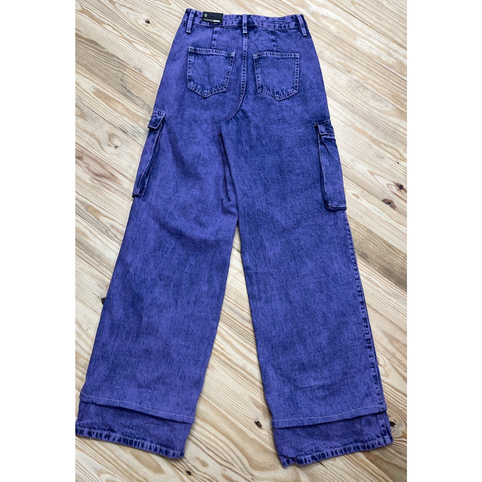 Fashion Nova Callie Cargo Baggy Jeans Purple Size 0 25x32