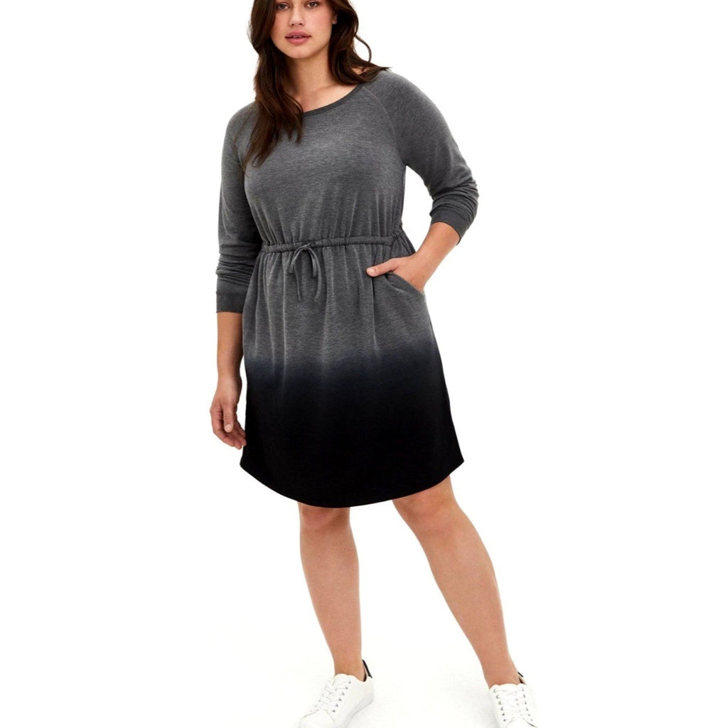 Torrid Skater Dress Drawstring French Terry Heather Grey Dip Dye 3 3X New