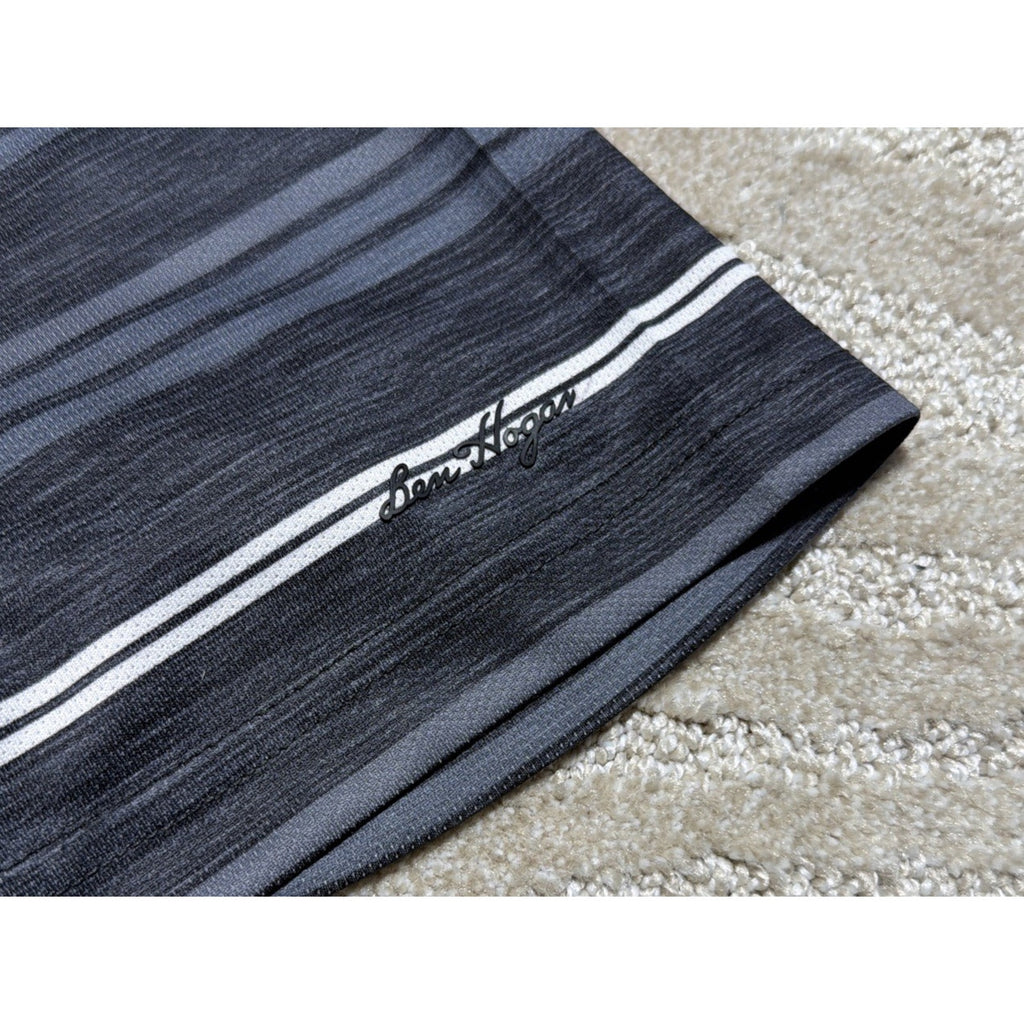Ben Hogan Performance Golf Shirt Mens Sz XL Black Gray Striped Short Sleeves