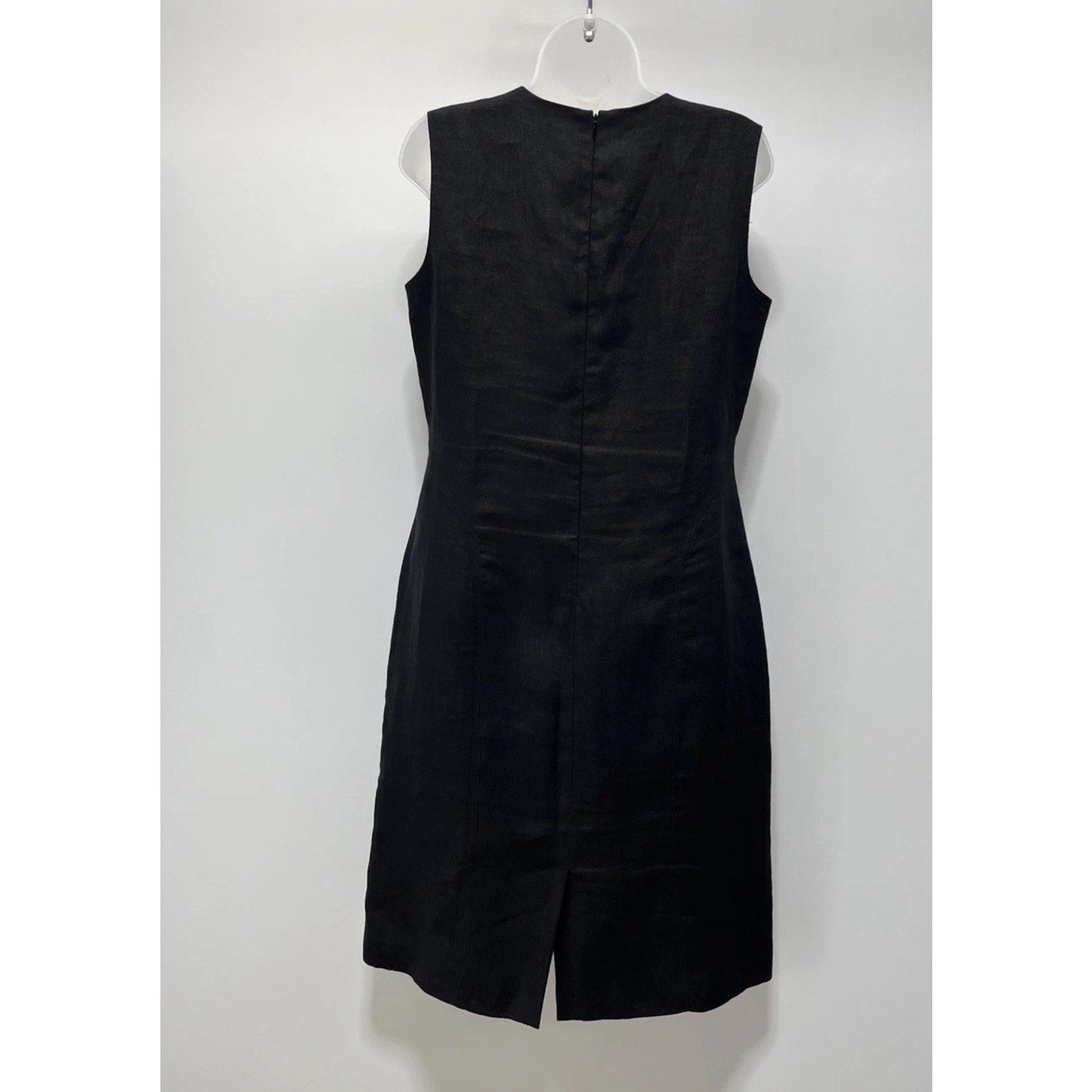 Talbots Irish Linen Black Formal Business Casual Lined Dress Sleeveless Size 8