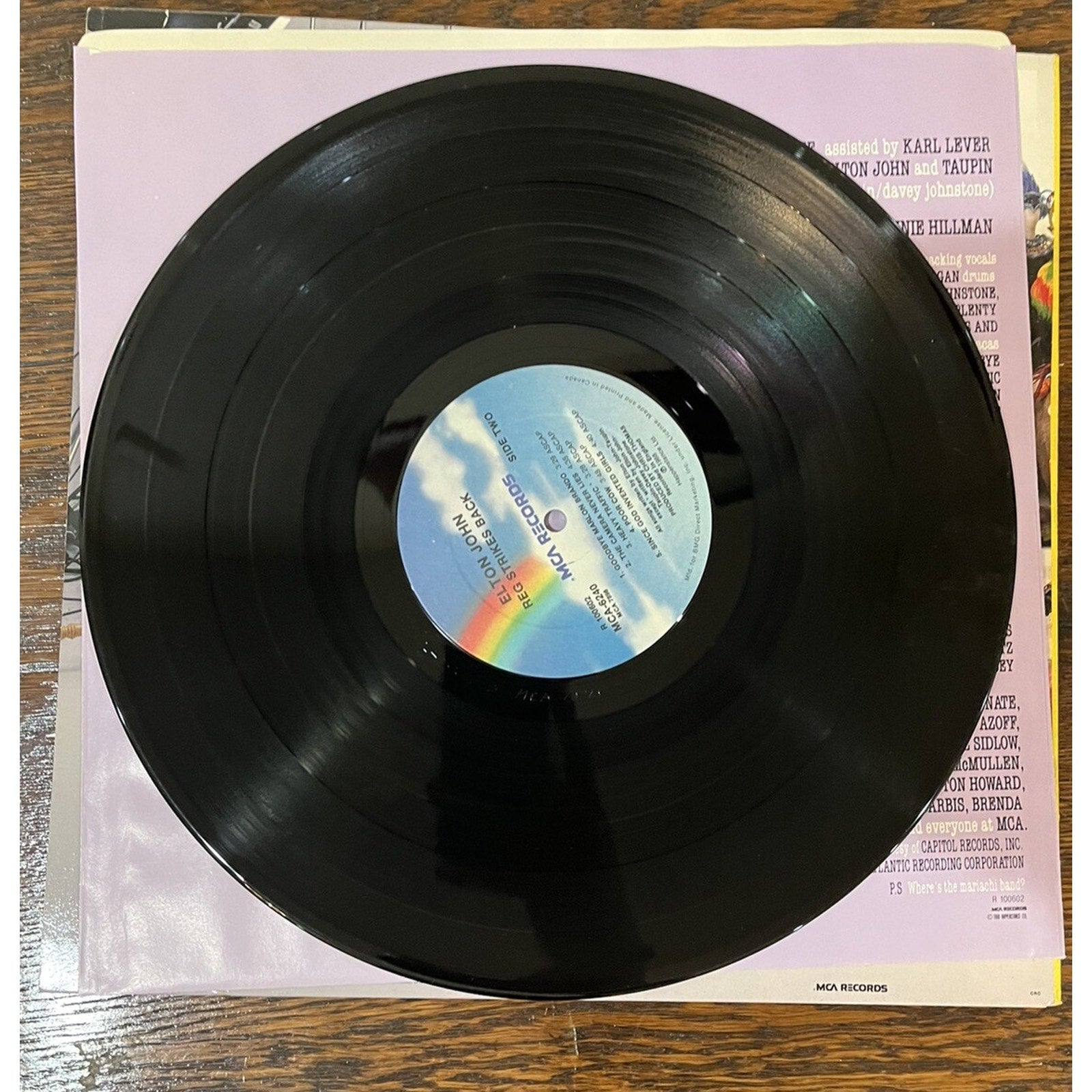 Elton John "Reg Strikes Back"1988 Vinyl MCA-6240 Gatefold Record LP Inner NM-/EX