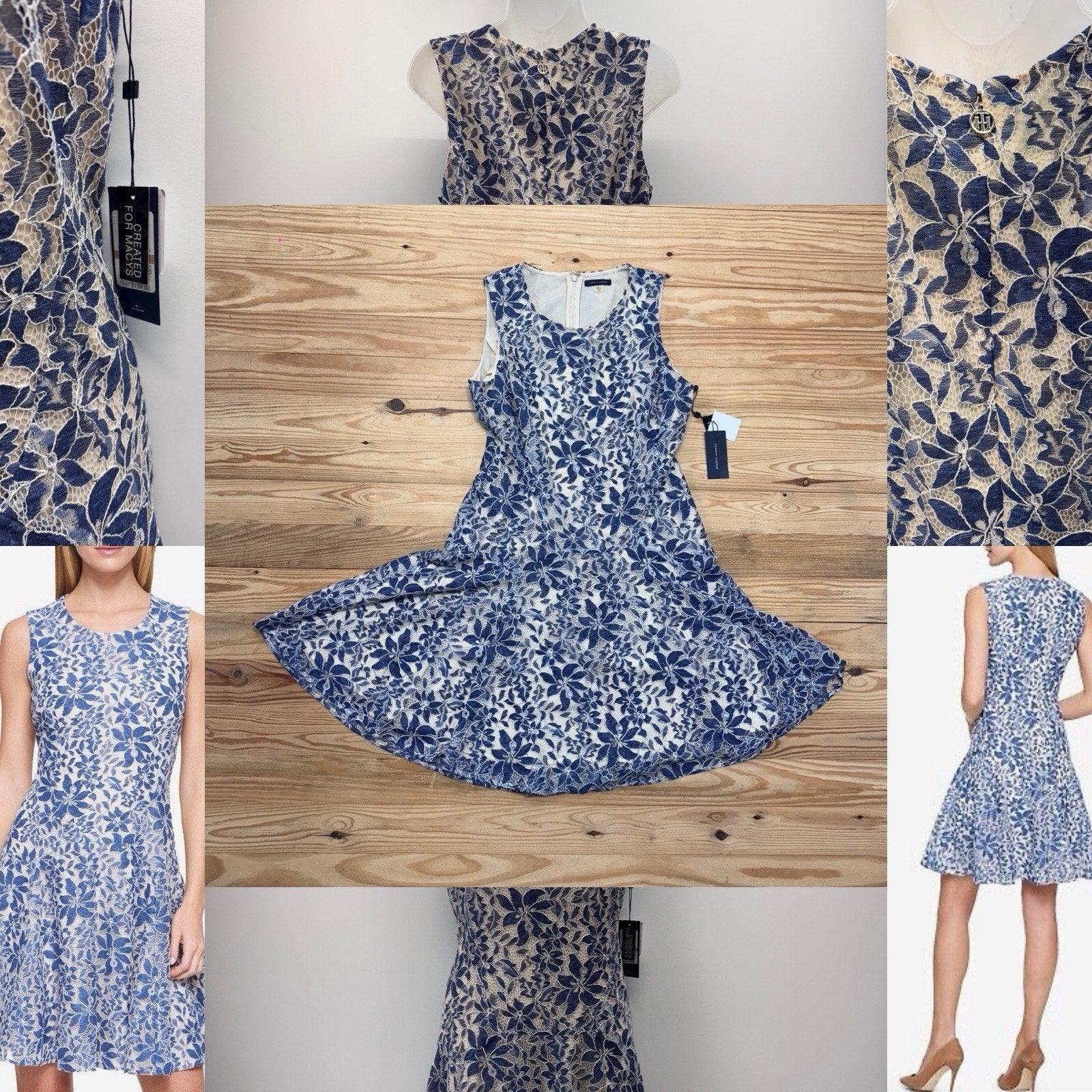 Tommy Hilfiger Blue Lace Fit and Flare Dress Women’s Size 12 New With Tags